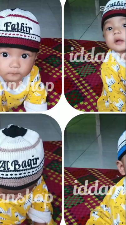 Peci Bayi Anak 0-4 Tahun Bordir Nama Bahan Rajut Lembut