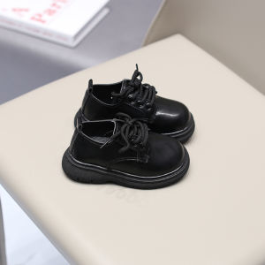 Boy Leather Shoes British Style Black Beanie Shoes Baby Boy Shoes Spring and Autumn Performance and Show Childrens Shoes Flats