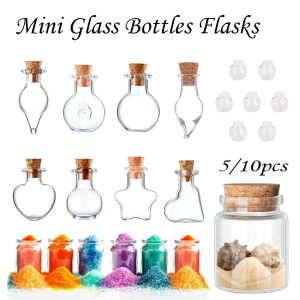 5/10pcs Small Cute Mini Cork Stopper Glass Bottles Vials Jars Containers Small Wishing Bottle Glass With Cork Stopper