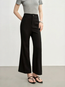 DUSHU | Apple Shape Adjustable Waist Loose Fit Flare Pants