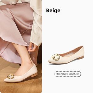 DUSTO Spring 2024 Womens Low Heel Slip-On Shoes Korean Style Pointed Toe Square Heel Fashionable Casual Leather Shoes