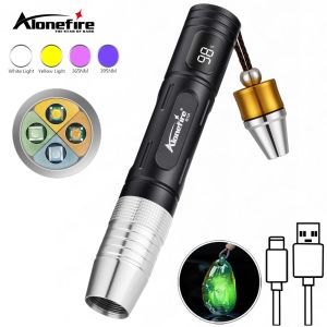 4 in 1 LED UV 365nm Jade Detector Light Rechargeable Emerald Jewelry Gems Amber Identification Yellow Flashlight 395nm Torch Lam