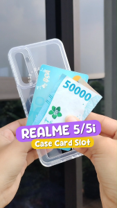 Softcase Untuk REALME 5 5i Case Card Holder Slot Kartu Casing Kesing Silikon Bening Clear Dompet HP