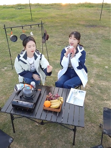 COD Apricot Camping Table Foldable Portable Outdoor Picnic Table and Camping Chair Free Bag