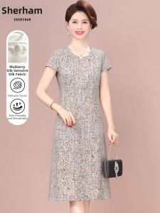 SHERIHAM | Silk Slimming Dress for Middle-Aged Women