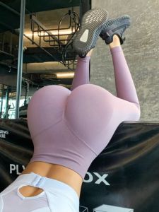 High Waist Seamless Solid Color Yoga Pants Womens Pure Color High Waist Yoga Trousers Street Style Polyester Fiber Long Pants