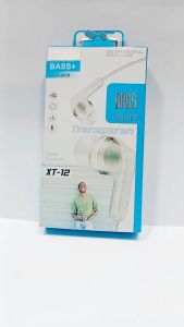 Handsfree Headset + Mic XT 12 Transparan Earphone Stereo Sound Quality Heavy Bass