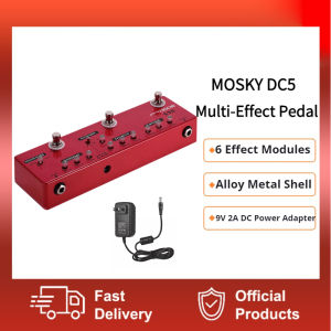 MOSKY DC5 Guitar Multi Effects Pedal 6 in 1 Delay+Chorus+Distortion+Overdrive+Booster+Buffer Full Metal Shell with True Bypass