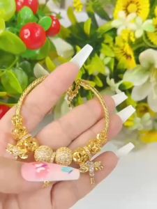 Vòng tay bi chamr mạ 18.k cao cấp E.K105