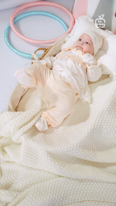 Bộ dài tay cúc thẳng La Pomme lễ hội vui nhộn - Sợi Petit Soyeu thoáng mát – Bé gái - 0M - 6M