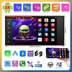 Android 15 2DIN Universal Head Unit 7inch Quad Core Android Car Player GPS Navigation Car Stereo with Wilress CarPlay Android Auto