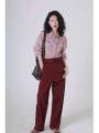 Ivy Yang Vintage High Waist Wide Leg Casual Pants Women Summer Loose Slimming Floor Length Straight Cut Suit Pants. 