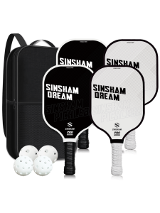 Sinsham High-End Professional Carbon Fiber Pickleball Paddle Black White Letter Retro Edition Pickleball Racket Board