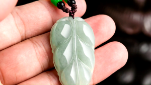 Elegant Jade Leaf Pendant with Multi-Color Beads Necklace Natural Type A Jadeite Leaf Pendant Light Green Certified 9.2g 40x23x5.5mm Feicui Necklace 天然A货翡翠叶子吊坠