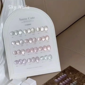 SANSU 12 สี ชุดยาทาเล็บเจล(S009)สีเจลแคทอายเนื้อซาติน สีเจลทาเล็บแคทอาย สีลูกแก้วแคทอาย บัตรสีฟรี