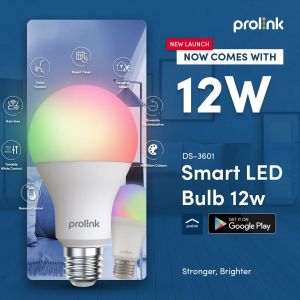 Prolink 12W WiFi Smart LED Bulb RGB+WW 1050 Lumens Wireless BLUETOOTH 2in1 Lampu l E27 Lampu BT Wireless l IoT For Home Automation DS3601
