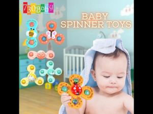 IsALifestyle Baby Kid Spinner Cute Animal Flower Spinning Toys - ABS+TPE Material - Suitable for 3 Months and Up - Toddlers Summer Water Games - Easy to Play with Long-Lasting Rotation - Suction Cup for Bath, Dining Table, Refrigerator, Glass Window - Mainan Kanak Bayi 餐桌吸盘婴儿玩具