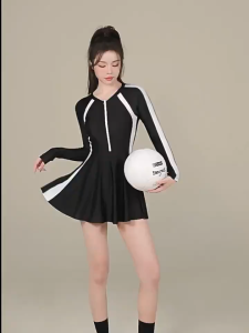 Đồ bơi nữ liền thân dài tay váy xoè chống nắng UPF50+ che khuyết điểm đi bơi đi biển VB101805Y