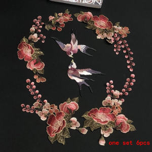 ปatches ดอกไม้ปักลายนกกระต่าย DIY อุปกรณ์เย็บปะติดปะต่อกันสำหรับตกแต่งกระโปรงชุดจีนโบราณ งานฝีมือ เสื้อผ้า สไตล์จีน