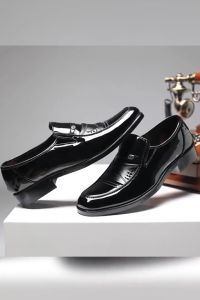 TOP MEN PH 2025 Glossy Leather Men's Shoes: Formal & Water Resistant