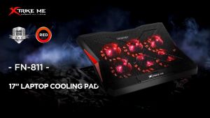XTRIKE ME FN-813 5 FAN LAPTOP COOLER PAD WITH PHONE HOLDER - 2 USB / UP TO 16" - BLACK
