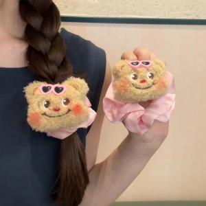 Băng Đô Nhung Nhung Dễ Thương Hình Gấu Bơ Mùa Thu Đông Cho Bé Gái Dây Buộc Tóc Hoạt Hình Dây Buộc Tóc Phụ Kiện Tóc