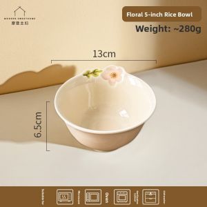 MODERN SWEETHOME | Glazed Color Home Tableware Ceramic Hat Plate Embossed Flower Dinner Bowls