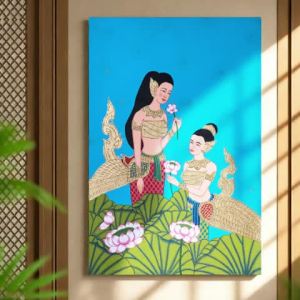 รูปสี่เหลี่ยมผืนผ้ารูปตกแต่งภาพวาดมือวาดแบบดั้งเดิมห้องนั่งเล่นห้องรับประทานอาหารโรงแรมผนังปกปิดภาพแขวนตกแต่ง