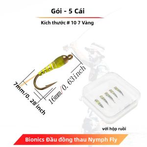 Bộ 5 Đầu Bằng Đồng Nymph Câu Cá Bay Mồi Bộ Nhanh Chìm Có Móc Treo Cá Hồi Đại Dương Sông Dòng Bãi Biển Hồ Chứa Ao