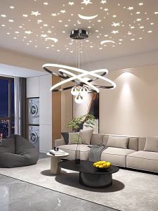 LED Pendant Light 3 Ball Annular Hanging Light Modern Home Decoration Ceiling Chandelier With Remote Control Dimmable Hang Lamp for Living Room Bedroom Indoor