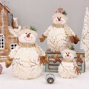 60/50/26cm Christmas Decoration for Home Short Plush Printe Snowman Doll for Shopping Mall Hotel Window Christmas Tree Ornaments