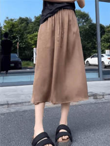 กระโปรงทรงเอเอวสูง ผ่าข้าง แขนกุด สีพื้น ทรงหลวม แฟชั่นฤดูร้อน สำหรับผู้หญิงไซส์ใหญ่ สไตล์จีนใหม่ กระโปรงทรงเอปักลาย