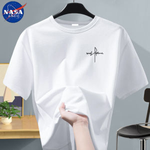 NASA Collaborative Cotton Mens Short Sleeve T-shirt Breathable Loose Fit Summer Youth Fashionable Versatile round Neck T-shirt