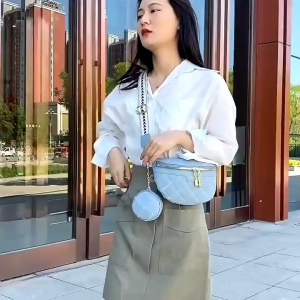 New fashion leather 2in1 belt bag sling bag for women high quality casual crossbody shoulder bag with coin pouch