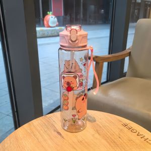 800ML Kids Water Sippy Cup Creative Cartoon Cup with Straws Leakproof Water Bottle Outdoor Portable Childrens Plastic Water Cup