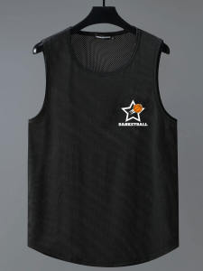 เสื้อกั๊กผ้าไหมน้ำแข็งไซส์ใหญ่สำหรับผู้ชาย ทรงบาง ระบายอากาศได้ดี แห้งเร็ว ทรงหลวม สไตล์ลำลอง สำหรับผู้ชาย