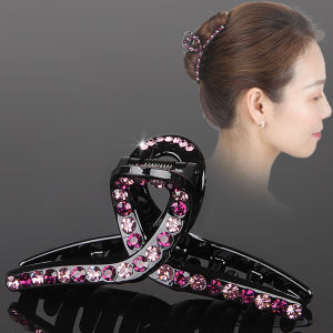 Elegant Large Size Shark Hair Clip Diamond Embedded Crystal Hair Gripper for Easy Hair Styling Suitable for Lazy Mothers