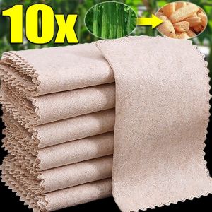 10/1pcs Natural Luffa Plant Fiber Cleaning Cloths Super Absorbent Kitchen Non-stick Oil Rags Dishcloths Household Scouring Pads
