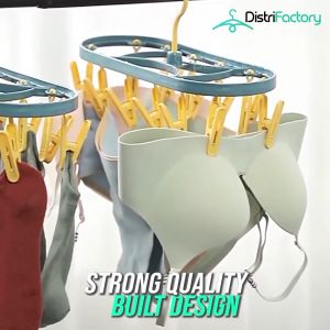 12 Clip Clothes Drying Rack Clothespin Folding Sock Cloth Hanger Windproof Drying Rack Rak Baju