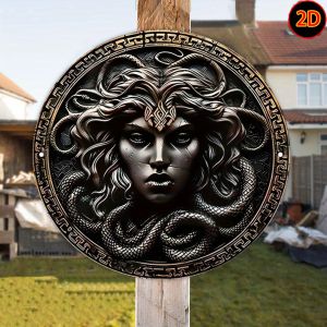 CIFbuy | Tấm Bảng Trang Trí Bằng Nhôm Hình Tròn Medusa Metal Wall Art Đường Kính 12 Inch Dùng Cho Nhà Quầy Bar Trang Trí Ngoài Trời
