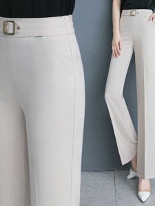High Waist Narrow Version Micro Flare Pants Womens Summer Thin New Loose Ice Silk Cotton Linen Casual Suit Pants Drapey Pants