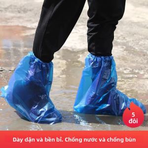 5 Đôi Bao Giày Nhựa Dùng Một Lần Chống Thấm Nước Dày Dặn Bao Ủng Đi Mưa Bảo Vệ Giày Dép Cho Nhiều Kích Cỡ Khác Nhau