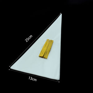 50/100pcs Cone Shaped Treat Bags 3 sizes Clear Cellophane Candy Bags with Twist Ties Triangle Plastic Bags for Popcorn Snacks