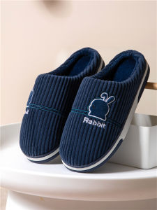 ขนาดใหญ่ ผ้าฝ้าย รองเท้าแตะในบ้าน กันลื่น ก้นหนา อุ่น ผ้าขนแกะ รองเท้าแตะคู่เรียงรายผู้ชายผู้หญิงสวมใส่สบาย