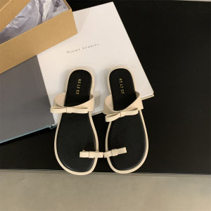 French Style Flat Bottom Sandals Womens Summer Outdoor Beach Casual Fairylike Slip-On Slippers Korean Version Plain Color