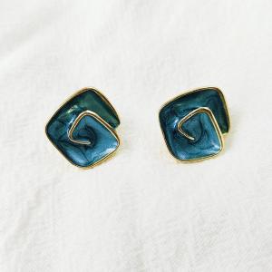 Unique Geometric Spiral Hoop Earrings Womens Elegant Hong Kong Style Fashion Jewelry Alloy Embedded Artificial Gemstone