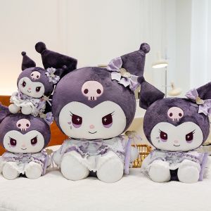 JOJO CASTLE New Sanrio Kawaii Purple Kuromi Plush Toy Pillow Anime 25/35/45/65cm Cartoon Soft Stuffed Dolls Kuromi Dress Doll Surprise Room Decoration Gift 库洛米玩偶