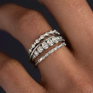 2026 New 4pcs 14k Gold Plated Stacking Rings with Shining Zirconia - Perfect ForWeddings Parties and Everyday Wear