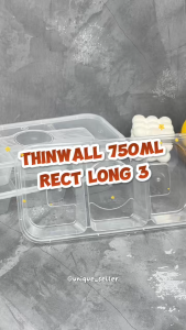[Isi25] Thinwall Rect Long 3 RL 3 RL3 750ml KLIR / Thinwall Thinwal Rectangle Rect Long 3 RL3 Persegi Panjang Kotak Sekat 3 KLIR 750 ml / Kotak Makan Nasi Permen Tempat Dessert Desert Puding Jelly Jelli Jeli Jely Plastik 750ml / Food Container 750 ml
