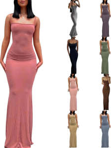 ชุดเดรสสายเดี่ยวทรงสลิมฟิตสีพื้น ชุดเดรสผู้หญิง แขนกุด คอวี ทรงเอ ทรงเข้ารูป ชุดทำงาน ชุดทำงาน ชุดทำงาน